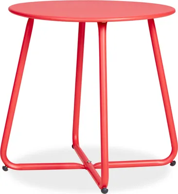 Image de Table basse ronde Table de jardin Table d'appoint Métal Massif Rouge Table exterieur