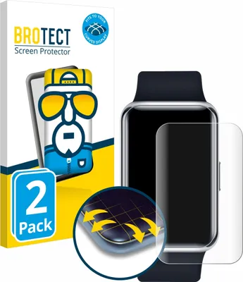 Produktbild von 2x BROTECT Fullscreen Schutzfolie für Huawei Watch Fit Elegant Displayschutz Folie Fullcover Klar Transparent
