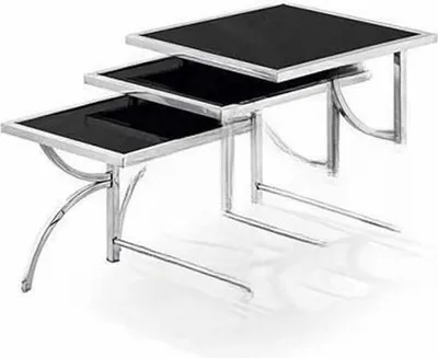 Immagine prodotto di Tavolino da caffè in acciaio inox design 3x tavolino divano divano tavolo giornale lucido nuovo