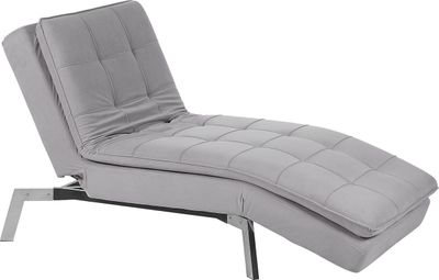 BELIANI Chaiselongue Grau Samtstoff mit verstellbarem Kopfteil und Schlaffunktion Retro Design Glamouröser Stil