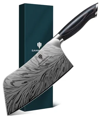Immagine prodotto di Coltelli da cucina SANMEIHO, realizzati in acciaio polverizzato, lunghezza 18 cm. Coltello da taglio giapponese, Acciaio al carbonio