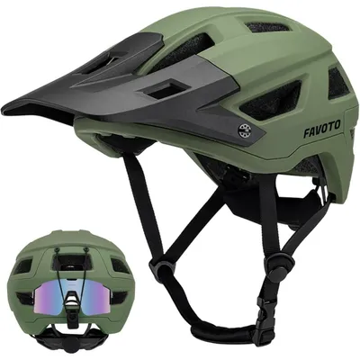 Immagine prodotto di Casco da mountain bike con visiera, tecnologia Inmould, casco MTB unisex, verde militare, taglia M (55-58 cm)