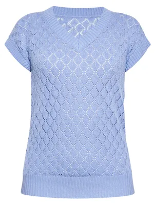 Image de Pull en maille pour femmes ALBEE - bleu colombe. Taille M