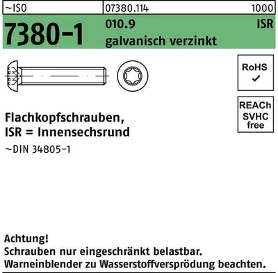 Produktbild von Reyher  Flachkopfschrauben ISO 7380 -1 010.9 M 4x6 T vz (500 Stück)