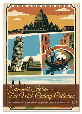 Produktbild von Sehnsucht Italien - Die Mid-Century Collection (Tischkalender 2027 DIN A5 hoch), CALVENDO Monatskalender