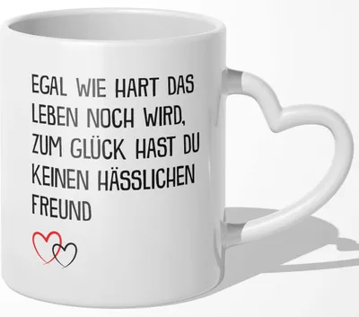 Produktbild von 22Feels Freundin Geschenk Jahrestag Tasse für Sie Valentinstag Frauen 1 Jahr Weihnachten Geburtstag Kaffeetasse Beziehung Liebe Paar (Herzhenkel Weiss)