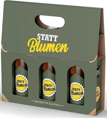 Produktbild von Im Geschenkkarton, 3 x Bier 0,33l, untergäriges Lagerbier, Motiv Statt Blumen