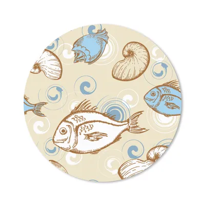 Produktbild von MuchoWow® Mauspad Mousepad Fisch - Muscheln - Pastell - Design - Vintage 20x20 cm - Mousepads - Maus Mat - Pad - Mausunterlage - Schreibtischmatte