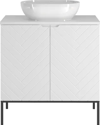 Produktbild von Waschtisch 80 cm breit in weiß matt mit gefrästen Fronten ANGERA-140