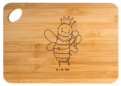 Produktbild von Mr. & Mrs. Panda Brett Biene König - Transparent - Geschenk, Schneidebrett, holzschneidebrett, schneidbrett, Frühstücksbrettchen, Frühstücksbrett