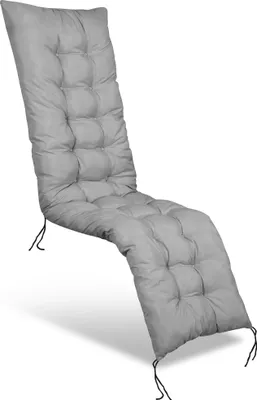 A gray chaise lounge cushion on a white background.