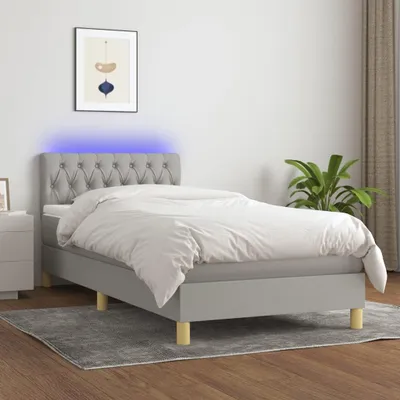 Obrázok produktu pre Box spring posteľ s matracom a LED svetlosivou látkou 90x190 cm