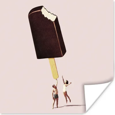 Produktbild von MuchoWow® Poster Eiscreme - Schokolade - Pastell - Vintage 100x100 cm - Babyzimmer