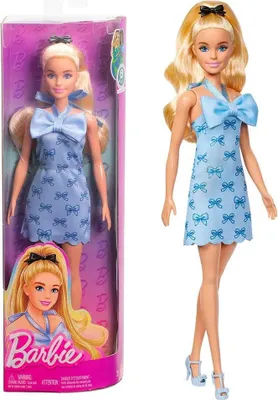 Immagine prodotto di Abito blu con fiocco, bambola fashion ispirata agli anni '60