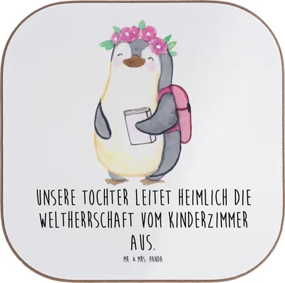Produktbild von Mr. & Mrs. Panda Untersetzer für Gläser Tochter Weltherrschaft - Weiß - Geschenk, Kreativität, Einfallsreichtum, Coaster, Tassenuntersetzer, Verwandte, Tischuntersetzer