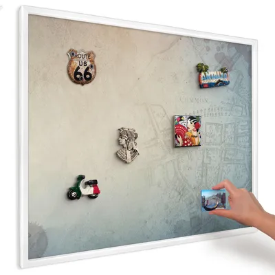 Produktbild von Magnettafel 80x60 cm mit weißem Rahmen - Magnetische Metalltafel, Magnetpinnwand zur Wandmontage für Wohnzimmer, Küche, Flur, Kinderzimmer und Büro - Alte Karte