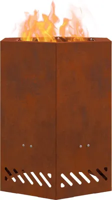 Immagine prodotto di vidaXL Braciere senza fumo Marrone 38 x 38 x 51 cm Acciaio resistente alle intemperie