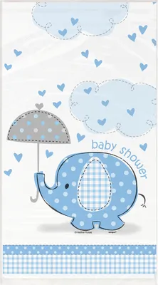 Produktbild von Elefanten Baby Party Tischdecke Azurblau 137 x 274cm