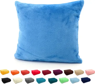 Produktbild von heimtexland ® Flanell Kuschel Kissen Super Soft Plüsch Deko Kissenhülle Typ380 Hellblau 40 x 40 cm