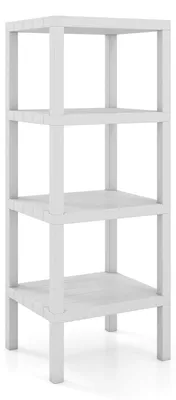 Produktbild von 4-stöckiges Kunststoff-Regal, weiß, 38 x 32,5 x 99 cm