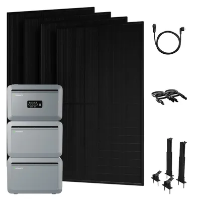 Produktbild von Powerness Balkonkraftwerk mit Speicher: Growatt NEXA 2000 Speicher und 2x NEXA2000E Erweiterungsakku, 4x 500W Module & 4x Flachdach-Halterung 0% VAT