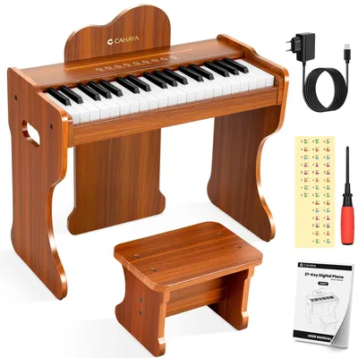 Holz-Keyboard für Kinder, 37 Tasten, digitales Piano, Musikspielzeug ab 3 Jahren