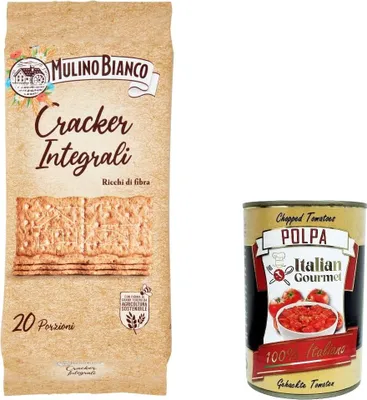 Produktbild von 6x Mulino Bianco Crackers integrali 100% vollkorn Salzgebäck kekse 500g gesalzen, reich an Ballaststoffen + Italian Gourmet polpa 400g