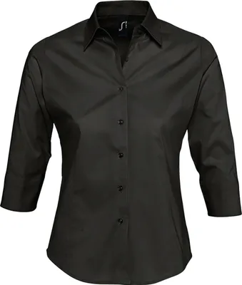 Image de SOLS Chemisier Effect pour femmes, manches 3/4 PC339 (M) (Noir)