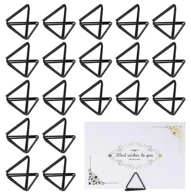 Productafbeelding van Driehoekige tafelkaart houders - 20 stuks - Voor tafelkaarten en notities - Zwart - 28 x 32 mm