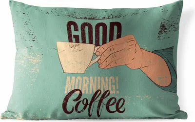 Produktbild von MuchoWow® Outdoor Kissen - Kaffee - Zitate - Retro - Guten Morgen! Kaffee - Zitate - 60x40 cm - Wetterfest - Lounge Kissen - Zierkissen - Kissen für Innenräume