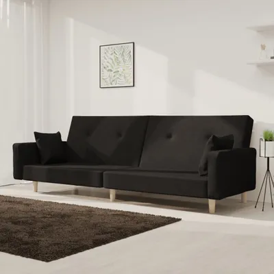 Produktbild von CLORIS Schlafsofa 2-Sitzer - mit 2 Kissen - Schwarz Stoff - Ecksofas LL0000256481