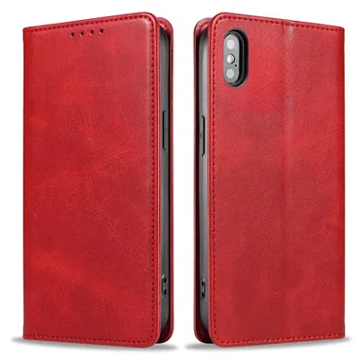 Produktbild von Handyhülle für Apple iPhone X / Xs Kunstleder Flip Cover Hülle Klapphülle Case Kartenfach Farbe: Rot