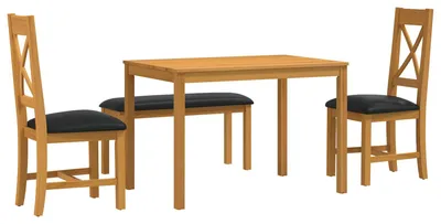 Image de vidaXL, ensemble de salle à manger, 4 pièces, bois massif chêne, noir