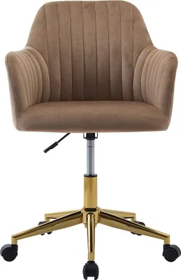 Produktbild von Bürostuhl - Velours - Beige und Gold - Höhenverstellbar - ELEANA