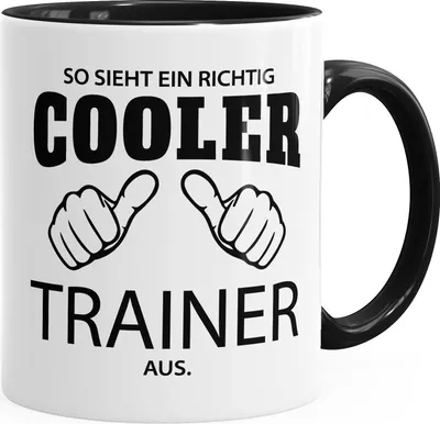 Produktbild von So sieht ein richtig ein richtig cooler Trainer aus Tasse Berufe MoonWorks® schwarz unisize