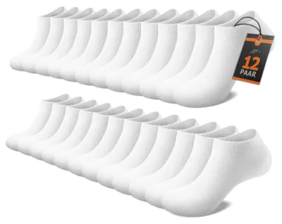 Produktbild von FALARY Sneaker Socken Herren Damen 12 Paar Kurze Halbsocken Baumwolle-Weiß-39-42
