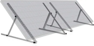 Produktbild von Zelsius Aluminium Solarmodul Halterung, von 0 bis 90 Grad, für zwei Panele, Stützstange 114 cm