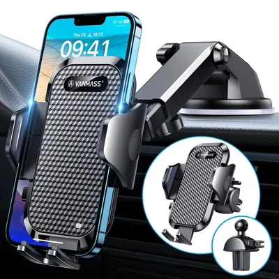 Produktbild von Handyhalterung Auto 4in1 Saugnapf Lüftung Universell iPhone Samsung Xiaomi Schwarz