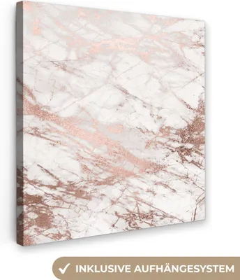 Produktbild von MuchoWow® - Leinwandbilder - Marmor - Rosa - Luxus - Marmoroptik - Glitzer - Design, Wandbild, Wanddeko Bilder Wohnzimmer, 20x20 cm