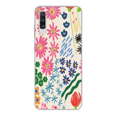 Produktbild von MuchoWow® Handyhülle Schutzhülle Hülle für Samsung Galaxy A70 Blume - Blätter - Feldblumen Silikon Softcase Handy Hülle - Schutzhaube