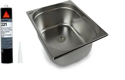 Obrázok produktu pre Drez 325x265x150mm nerezová oceľ vrátane montážneho lepidla kempingový drez trh