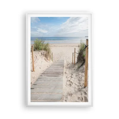 Produktbild von Gerahmtes Poster - Weißer Rahmen - Strand Düne Eintritt - 70x100 cm - Wand Bild - Wanddeko - Wandbilder - Kunstposter - Wandposter - Bilderrahmen - Bilder - Kunstdruck - Wandbild - P2WPA70x100-4188