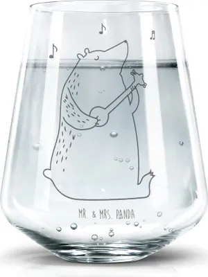 Produktbild von Mr. & Mrs. Panda Glas Bär Gitarre - Transparent - Geschenk, Wasserglas, Teddy, Tumbler, Becherglas, Glasbecher
