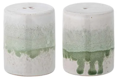 Zdjęcie produktu dla Bloomingville solniczka i pieprzniczka PAULA zielono biała ceramiczna zestaw 2 sztuk