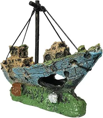 Immagine prodotto di Slome acquario in resina - decorazione barca - naufragio - decorazioni nave affondata gioielli, serbatoio acqua dolce acqua salata