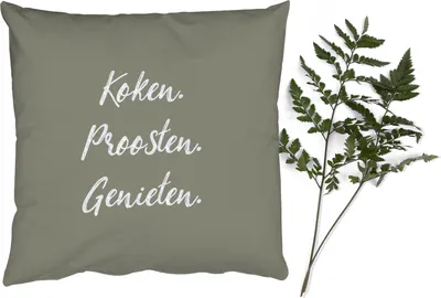 Produktbild von MuchoWow® Zierkissen Sofakissen Wohnzimmer Dekokissen 60x60 cm Zitate - Sprichwörter - Kochen - Prost - Genießen - Trinken - Essen - Sitzfläche - Foto Polster