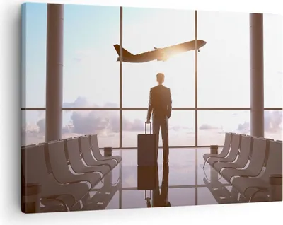 Produktbild von Bild auf Leinwand - Leinwandbild - Flughafen Halle Architektur Glas - 70x50cm - Wand Bild - Wanddeko - Leinwanddruck - Bilder - Kunstdruck - Wanddekoration - Leinwand bilder - Wandkunst - AA70x50-2507