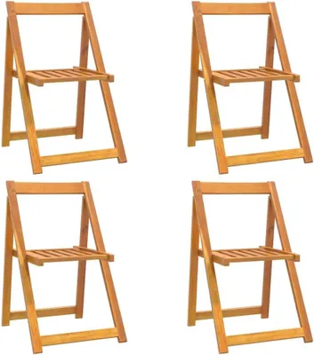 Produktbild von 4 klappbare Terrassenstühle aus massivem Akazienholz für Garten, Terrasse und Hof