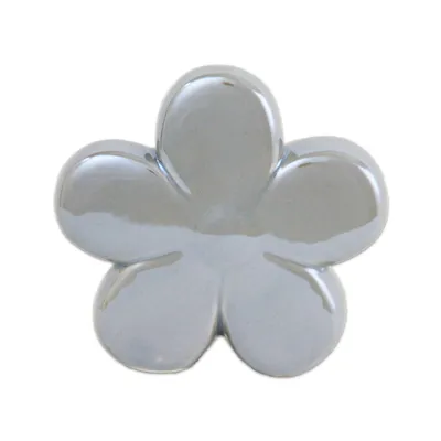 Produktbild von Blume aus Porzellan grau glänzend Frühlingsdekoration 10x2cm