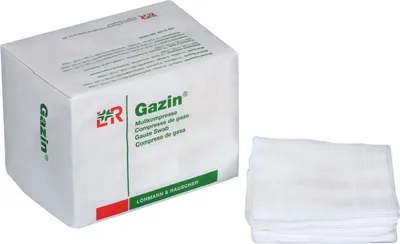 Produktbild von Lohmann & Rauscher Gazin Mullkompresse 8- fach unsteril 100 Stück 10 x 10 cm